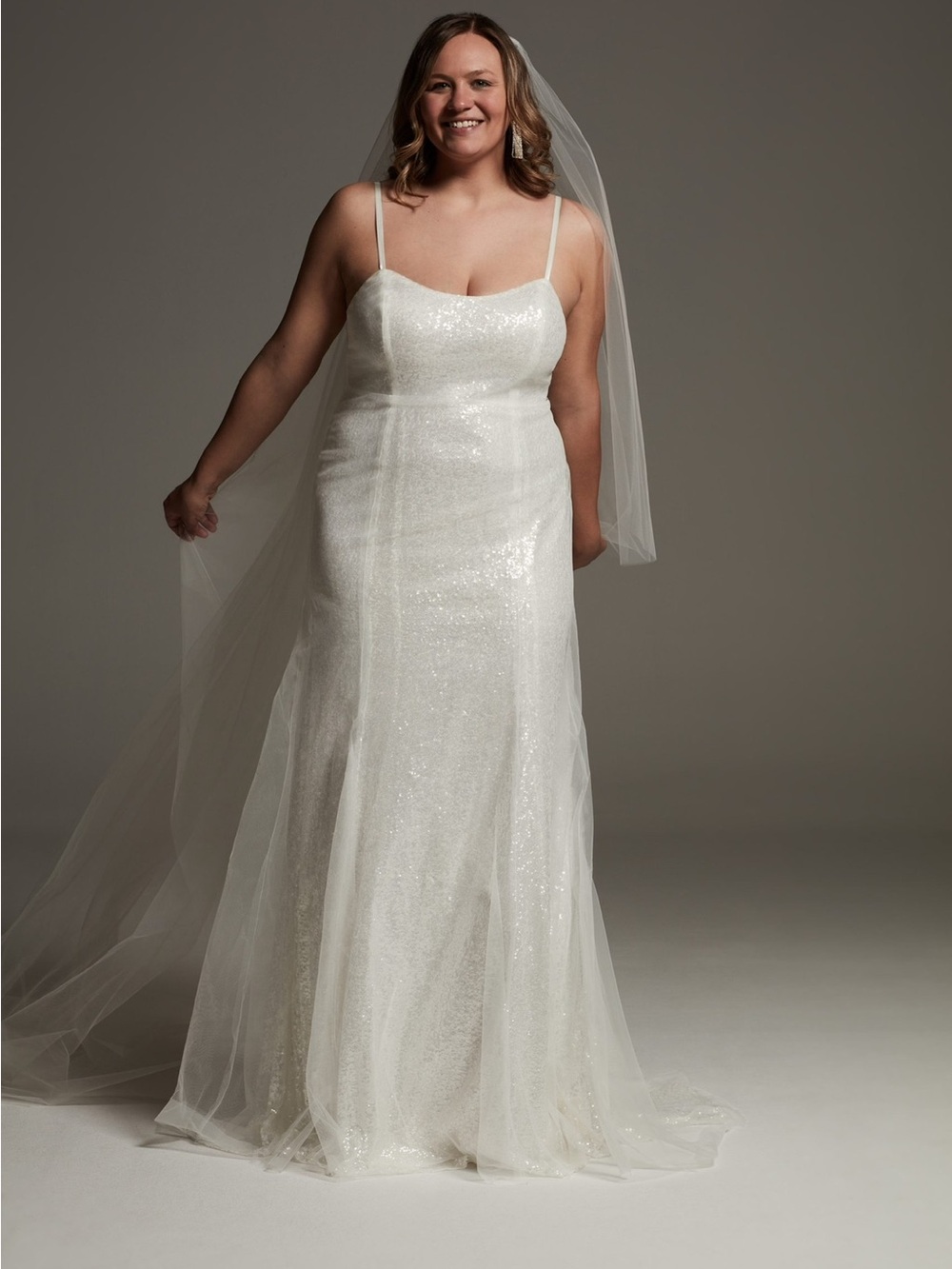 Vera Wang- plus size 22 Tulle Sequin Slip Wedding Dress NWT